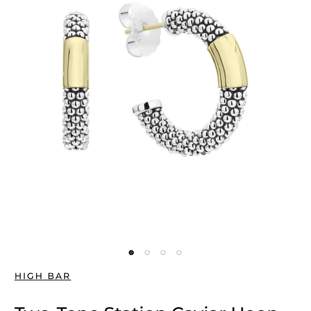 Lagos 'High Bar' Caviar 18K Gold PL* Sterling Silver Hoop Earrings R$1100